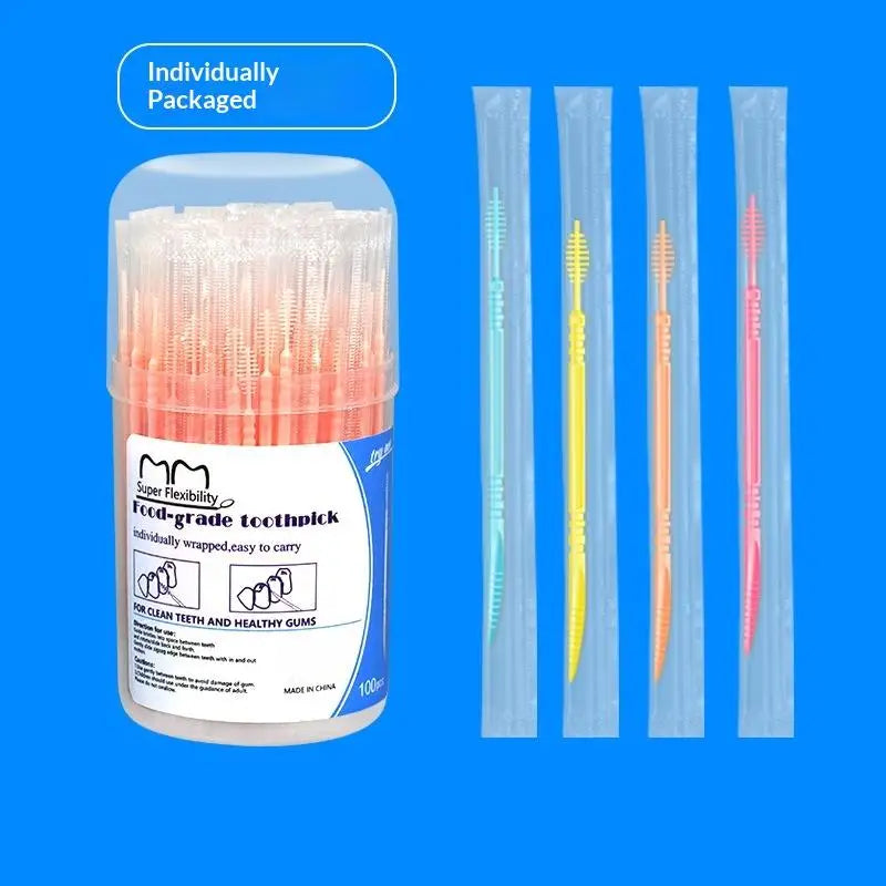 Box Independent Packaging Toothpick Double-ended Interdental Brush Qme