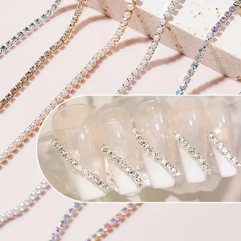 Nail Art Diamond Chain Colorful Charms Deco Ongles Accessories Metal Qme