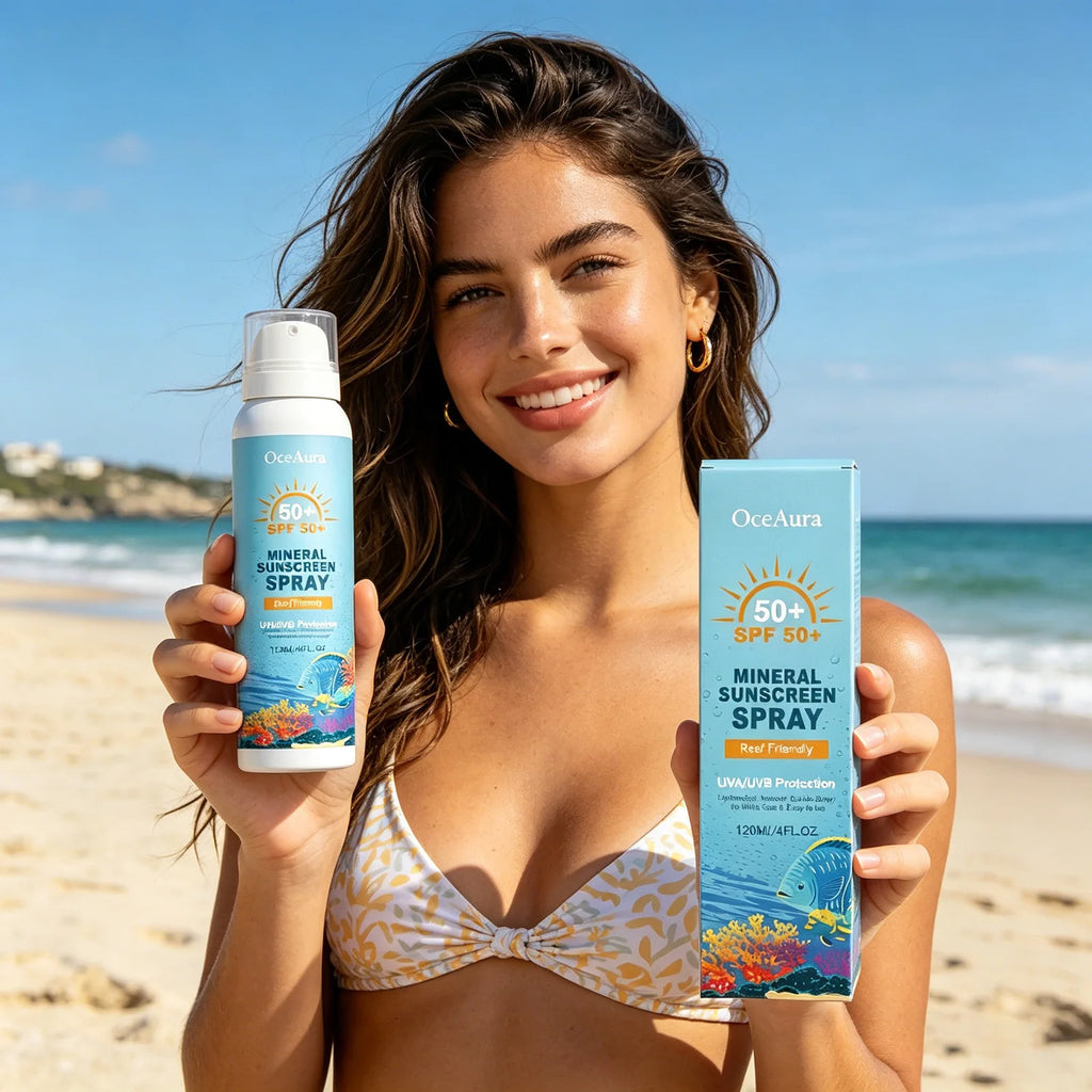 OceAura Sunscreen Spray Spf 50 Anti UV Protection Oil Control Waterproof Sunburn Prevention Skin Care Mineral Sun Cream Spray Qme