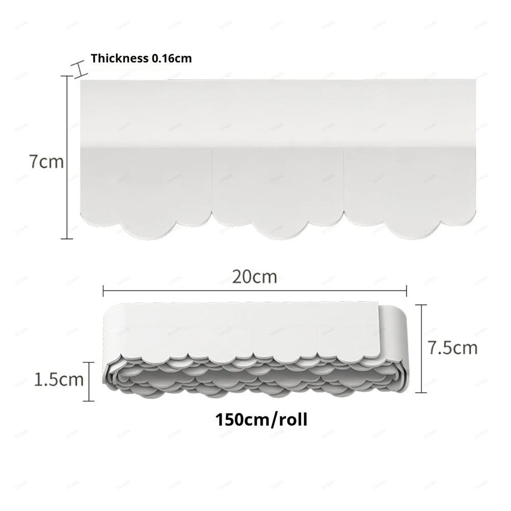 7.5cm Width Bathroom Sealing Tape 1.5m Self Adhesive Waterproof Toilet Caulk Tape PVC Kitchen Oil-Proof Sink Edge Corner Strip Qme