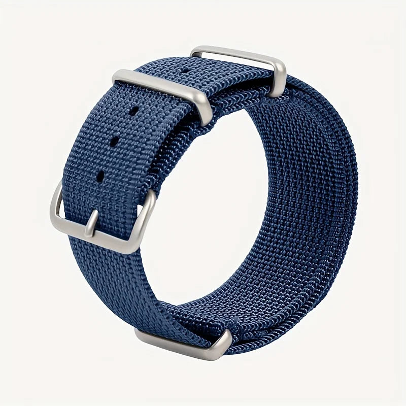 Nylon Watch Strap 22mm Canvas Replacement Watch Band Stainless Steel Buckle Waterproof Sports Wristband For Men Women Watches Qme Blue