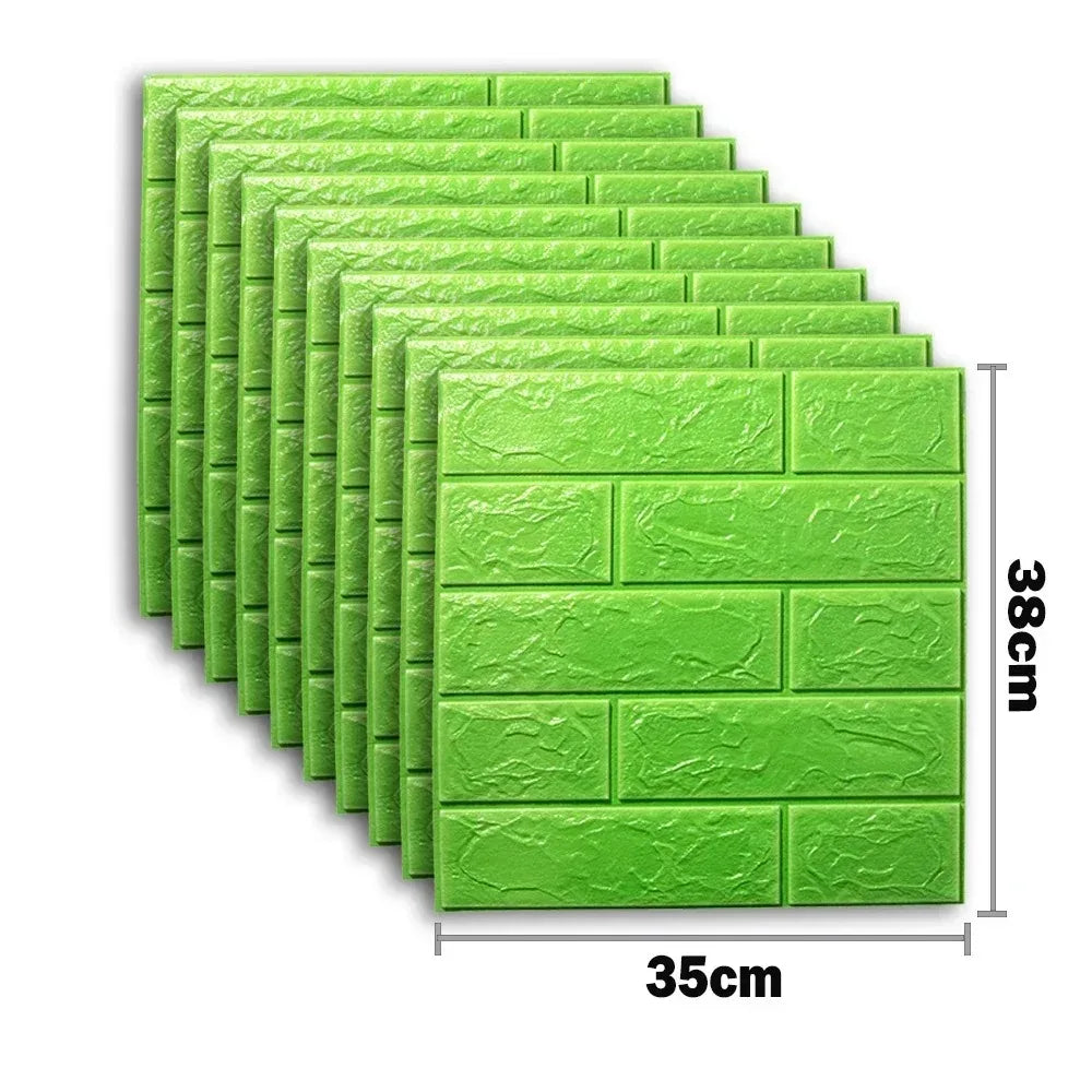 Stain Resistant Waterproof 3D Brick Wallpaper 38 5cmx35cm Wall Qme green 38x35 20pcs