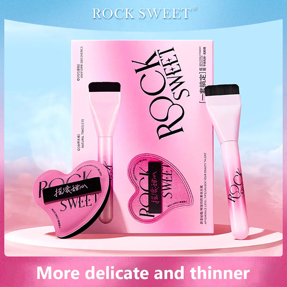 ROCK SWEET Flat Foundation Brush Sponge Puff Soft Reusable Powder Qme 32974