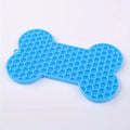 Dog Slow Food Pad Bone Silicone Pet Licking Pad Mat Placemats Pet Supplies Feeding Dog Cats Dogs Supplies Qme Blue