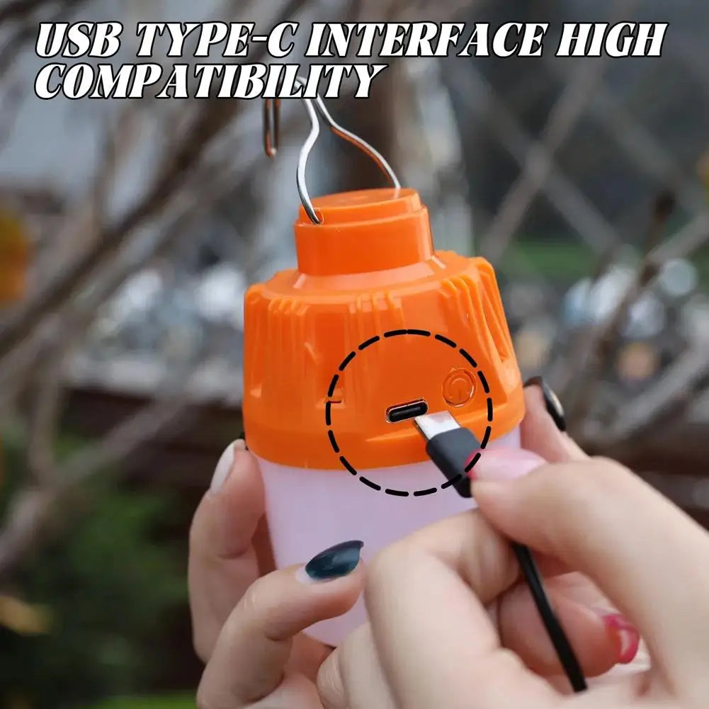 Outdoor USB Rechargeable LED Lamp Bulbs High Brightness Emergency Light Hook Up Camping Fishing Portable Lantern Night Lights Qme