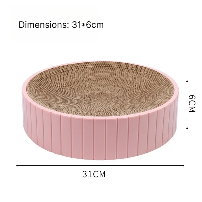 B Corrugated Cat Scratching Post with Catnip Wear-resistant Scratch-resistant Cat Bed Scratcher Sofa Protector Cats Furniture Qme Pink circular