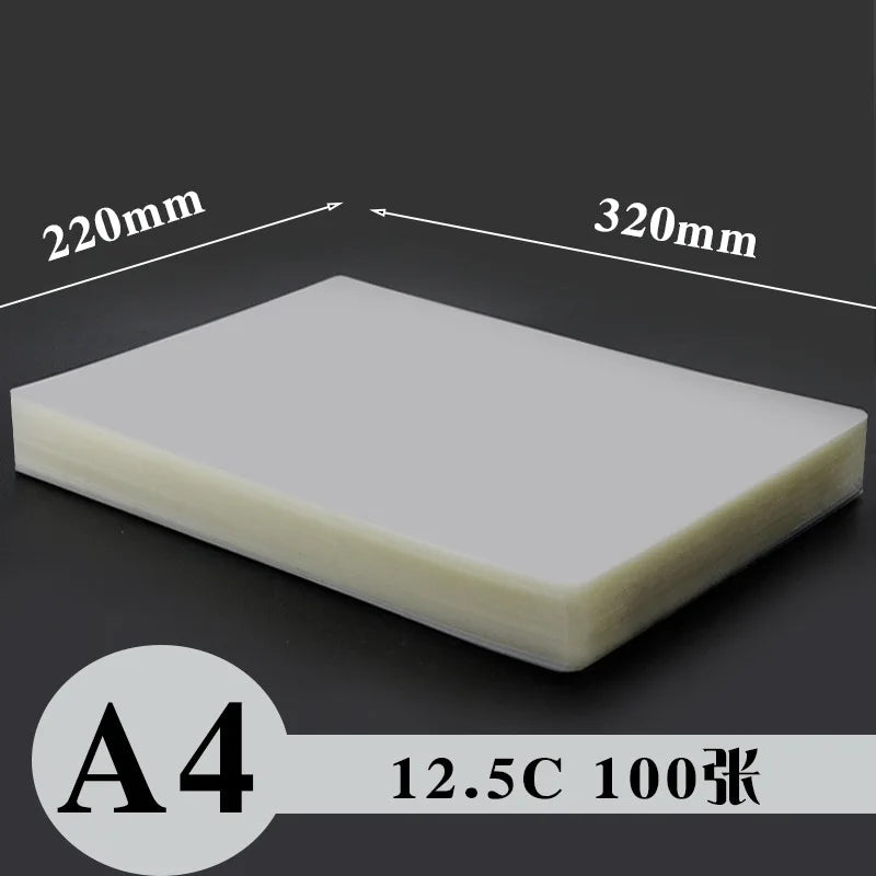 A4 A3 Thermal Laminating Sheets Waterproof Clear Transparent Laminator Film for Photos Documents Cards Protection 80-150mic Qme A4 12.5C