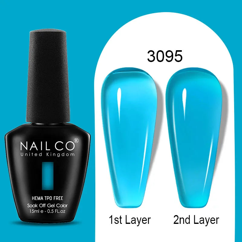 Nailco Jelly Gel Nail Polish Transparent Varnishes 44 Colors Red Pink Qme