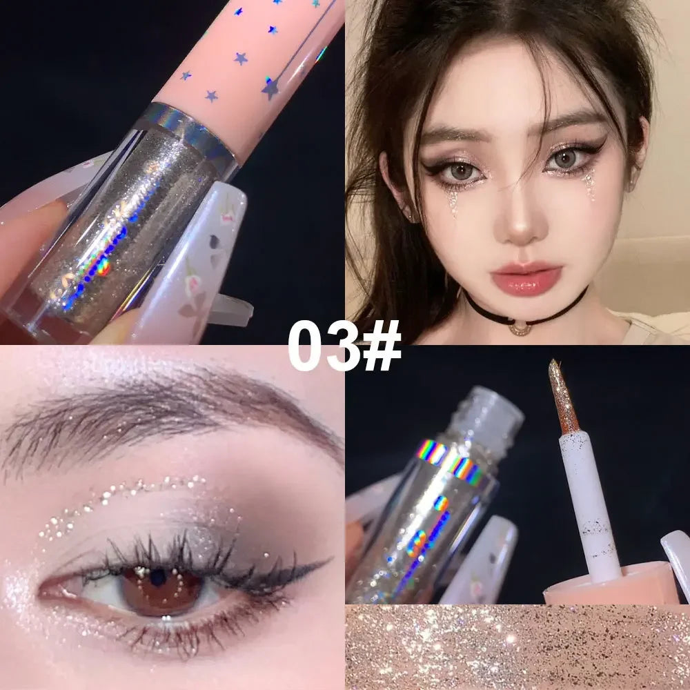 Blue Sequins Liquid Eyeshdaow Glitter Gel Shiny Metallic Eyeliner Pen Diamond Shimmer Waterproof Eye Beauty Party Makeup Tool Qme 03