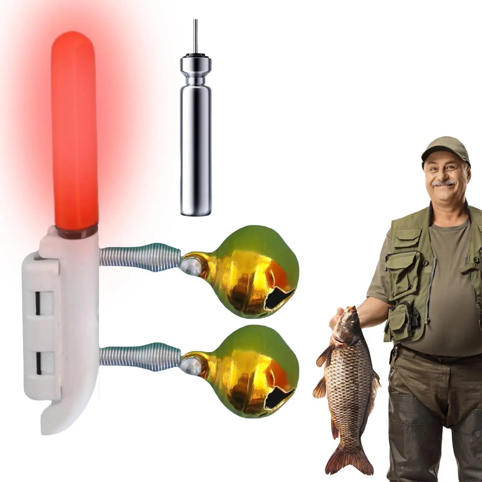 Fishing Rod Light Clip Fishing Light Stick Rod Bell USB Charge Luminous Tackle Night Bright Lamp Fish Bell Alarm Indicator Rings Qme