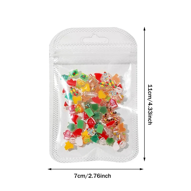 Resin Mini Santa Cl1aus Snowman Christmas Tree Deer Bell Crutch Flat Qme