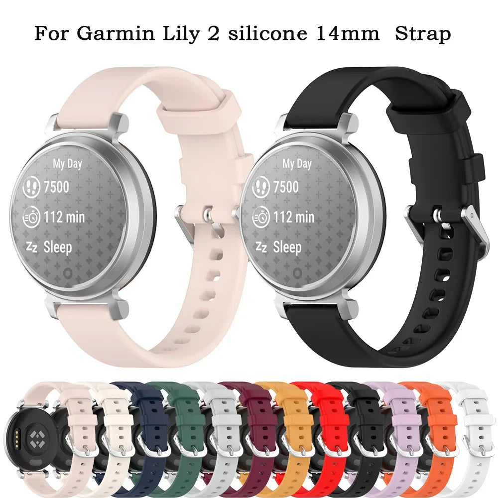 For Garmin Lily 2 Strap Official Silicone Soft 14mm Watchband Strap Bracelet For Garmin Lily2 Active silicone 14mm SAccessories Qme