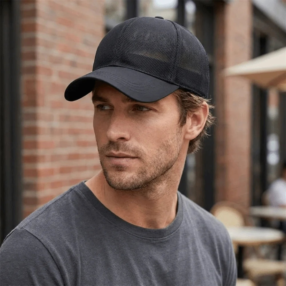 Adjustable Full Mesh Baseball Cap Sun Protection Openwork Quick Dry Baseball Cap Polyester Soild Color Hollow Out Baseball Cap Qme