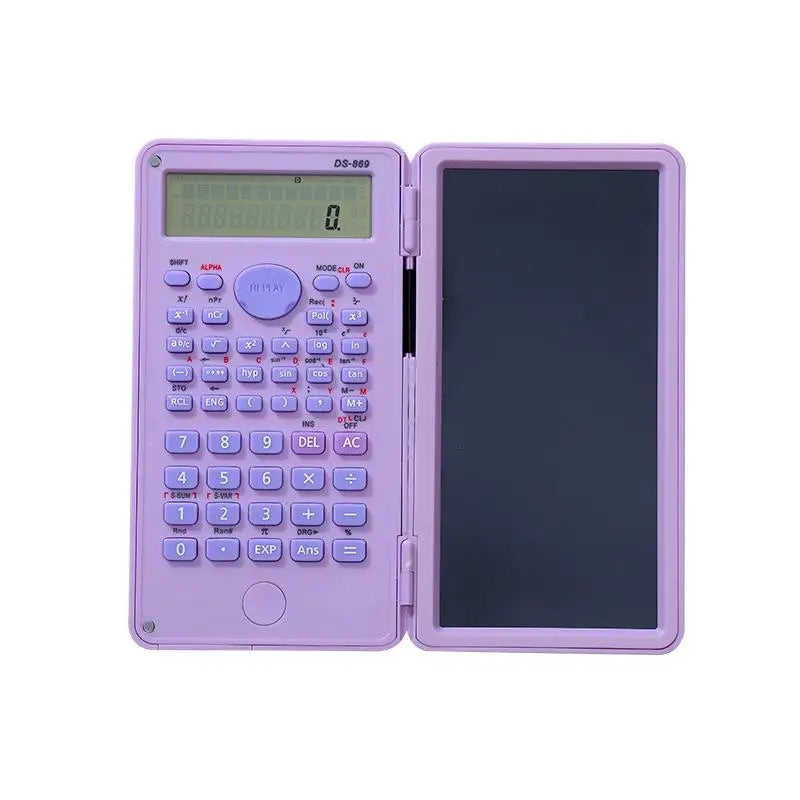 Scientific Calculator Foldable LCD Writing Tablet 12-Digit Clear Qme Purple