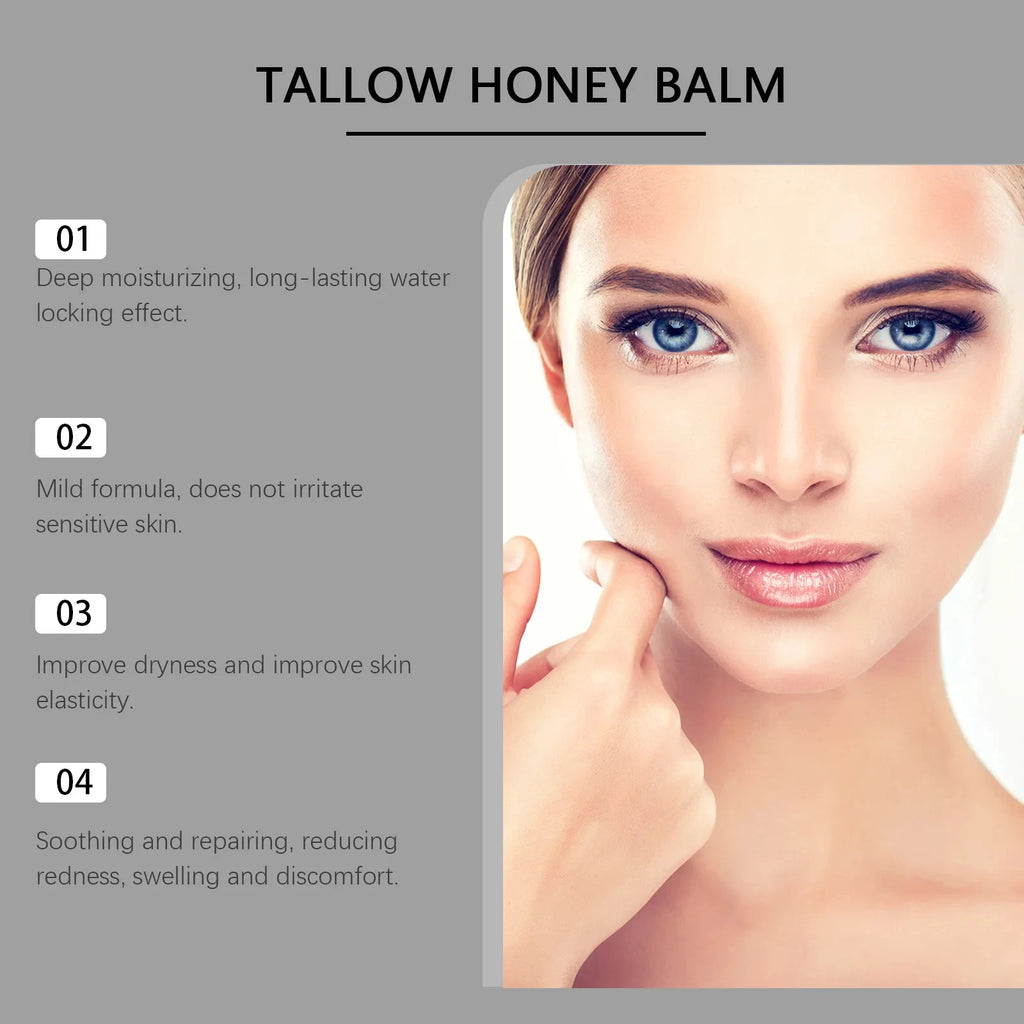 Tallow Honey Balm Firming Nourishing & Hydrating Skin Care Smoothing Soothe Skin Improves Elasticity Tallow Honey Moisturizer Qme
