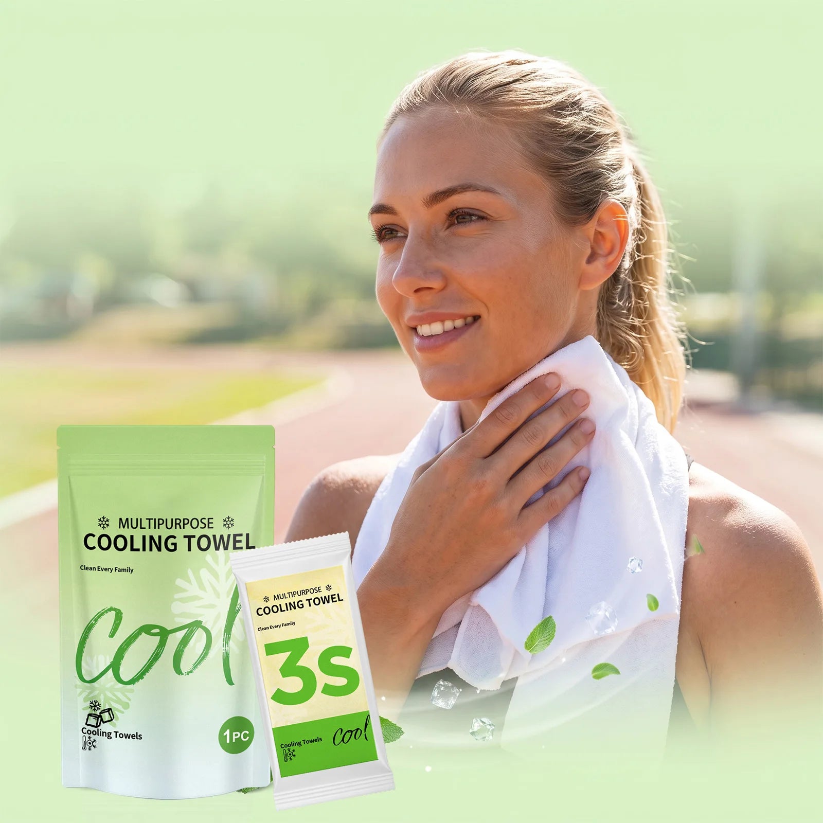 New Dispoable Quick Drying Neck Wraps Ice Towel Soft Breathable Cold Towel Sports Running Yoga Gym Club Sports Qme Green