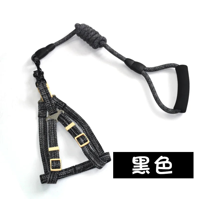 B Dog Harness 1.2M Leash Set for Small Dogs Adjustable Puppy Cat Harness Vest Poodle Chihuahua Pug Outdoor Walking Pet Leash Qme black 1.5cm 4-8kg