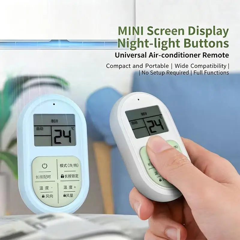 Mini Portable Universal AC Remote Control Glow Buttons LCD Display Qme
