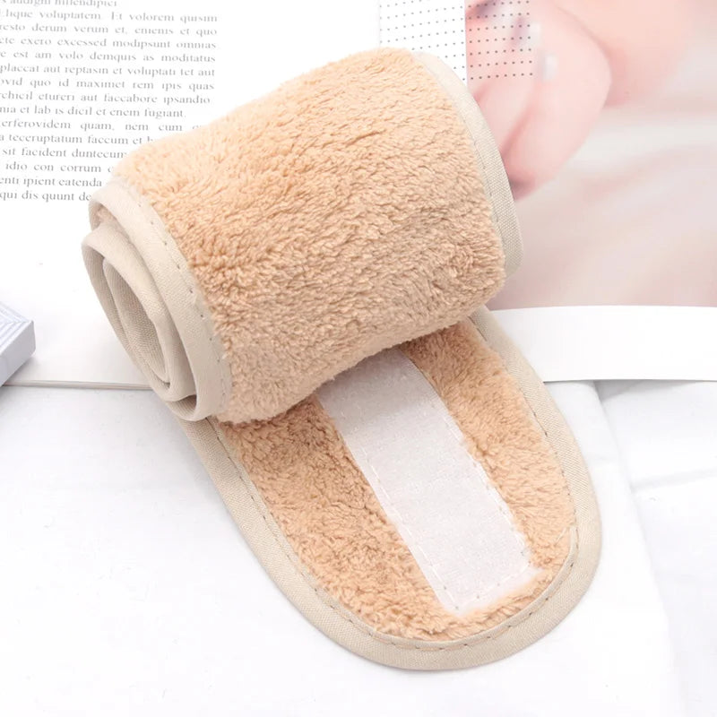 Women Adjustable SPA Facial Headband Soft Toweling Hair Accessories Qme khaki