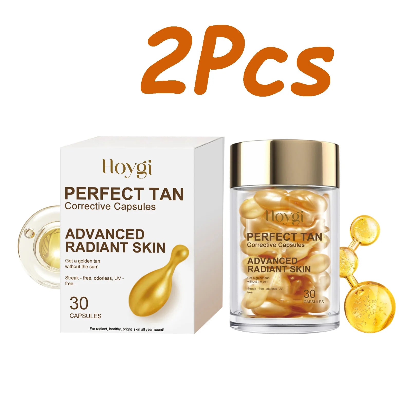 Portable Tanning Capsule Accelerate Natural Bronze Tan Moisturizing & Soothing Even Skin Tone Sunless Self-Tanning Serum Qme 60 capsules