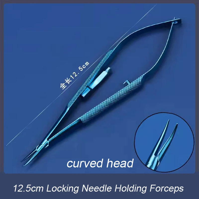 Barraquer Titanium Alloy Needle Holder Lock Curved Ophthalmic Qme b