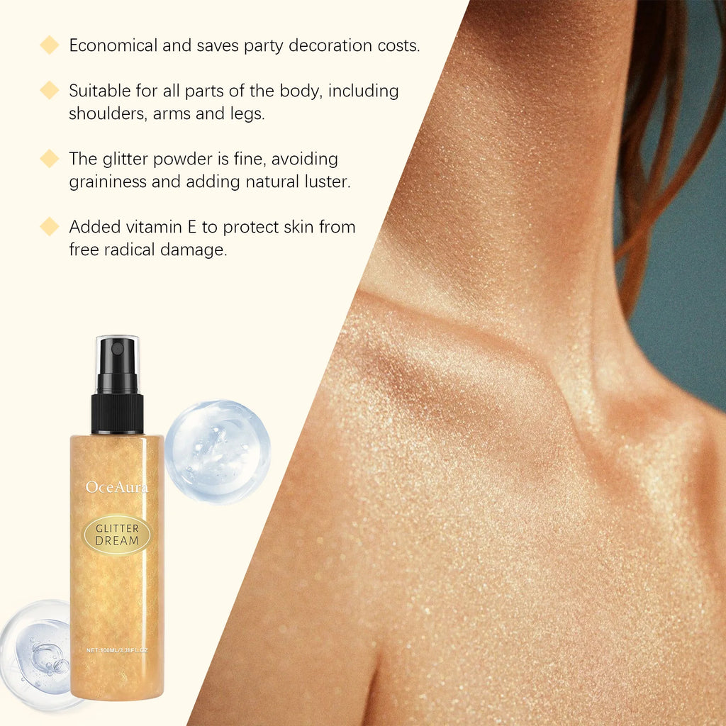Face Hair Body Glitter Highlighter Spray Improve Skin Gloss Facial Highlight Powder Sparkling Makeup Festival Party Shimmer Oil Qme