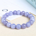 Natural Aquamarine Bead Bracelets Women Temperament Purple Chalcedony Charm Round Stone Elegant Healing Strand Bangles Wristband Qme PURPLE 12mm