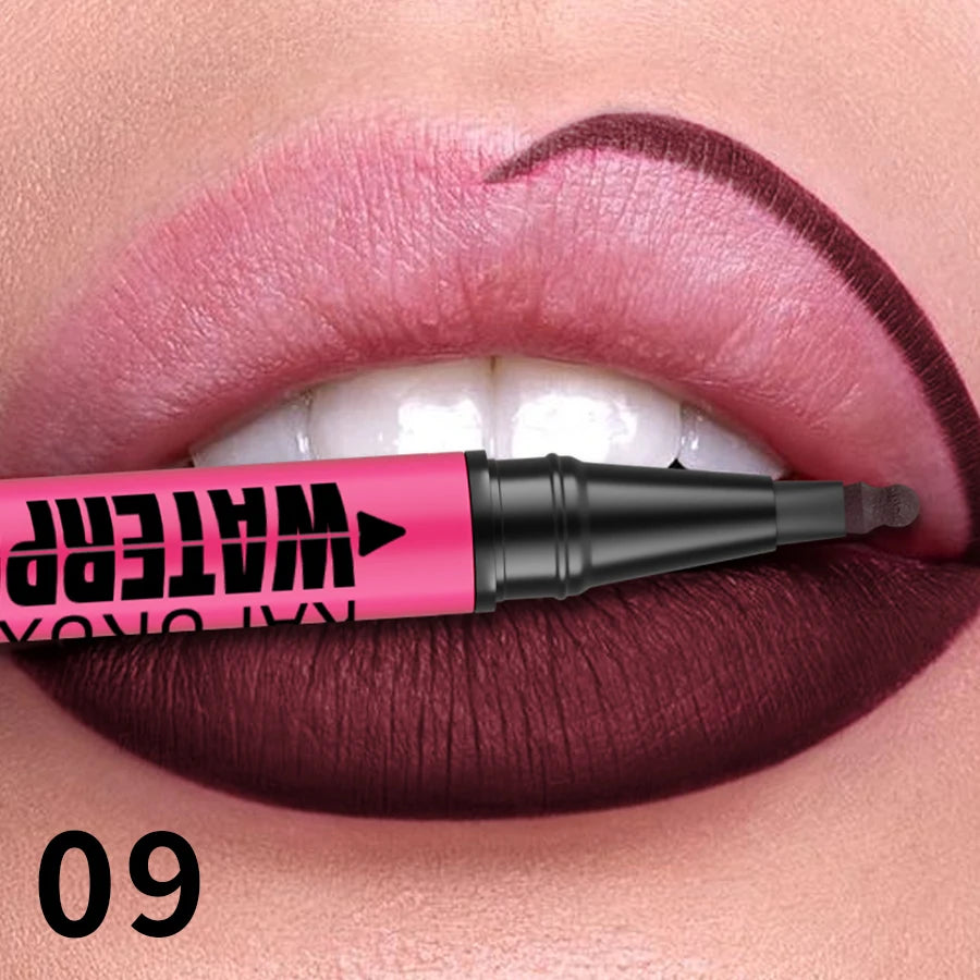 Liquid Matte12-Color Lipliner Pencil Waterproof Plumping Stain Qme 09
