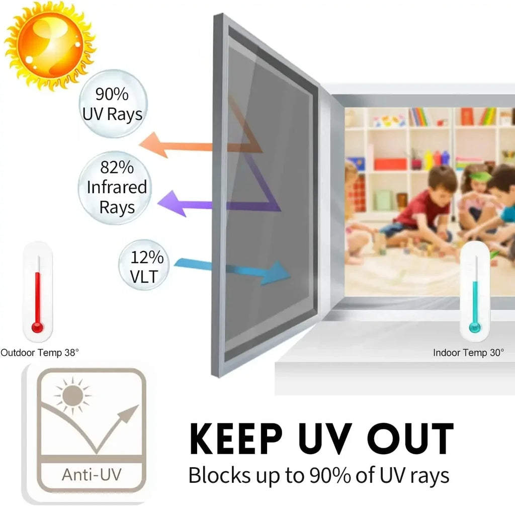 House Window Tint Privacy Film Anti Look Vinyl Mirror Foil Non Adhesive Car Glass Screen Stickers Rolls Heat UV Protection Tools Qme