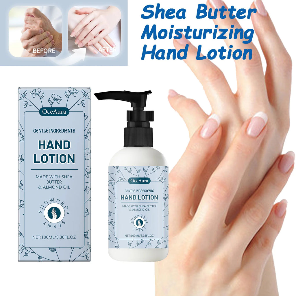 Shea Butter Hand Lotion Moisturizing Nourishing Fade Fine Lines Soft Smooth Skin Non Greasy Fast Absorbing for Dry Cracked Hands Qme