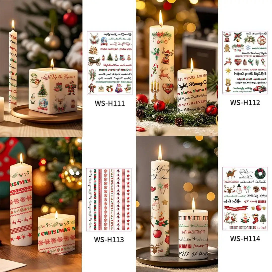A Multi-purpose Xmas Tattoo Sticker Set Easy To Stick, Decorative Decals for Candle Window, Home Christmas Party Decorations Qme 4pcs WS-H111H114 1