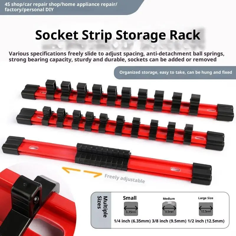 1 4 3 8 2 Socket Wrench Holder Rail Bracket Wall Storage Tool Box Qme