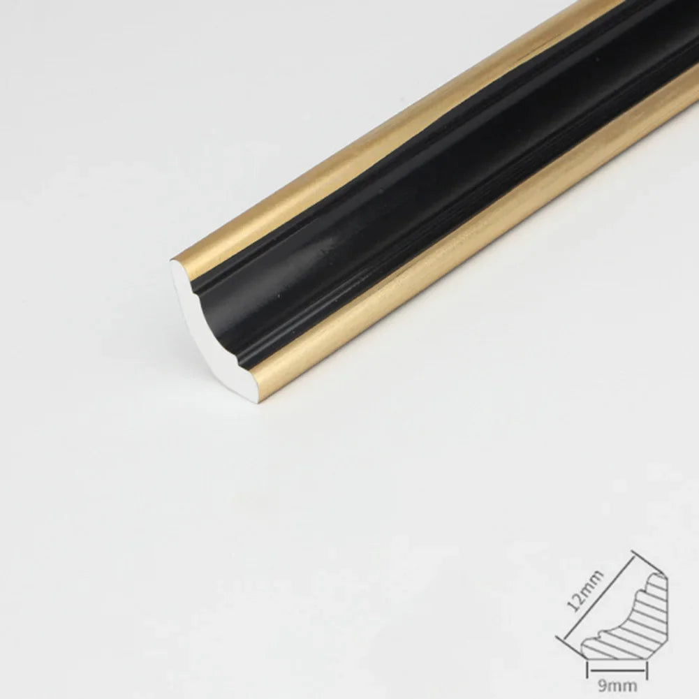 1Meter Wall Trim Line Self-Sticker Wall Skirting Decor Strip Tile Edge Waist Line 3D Wall Stickers Corner Home Wall Decor Qme Black Gold