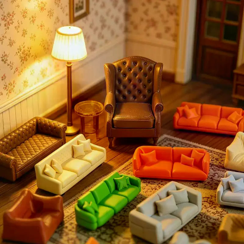 Mini Retro American Chair Sofa Living Room Furniture Pretend Play Toy Qme