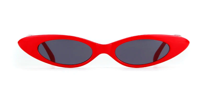 2022 Skinny Narrow Cat Eye Sunglasses Women Vintage Small RED Pink Drop Frame Retro Tiny Oval Sun Glasses Shades Qme