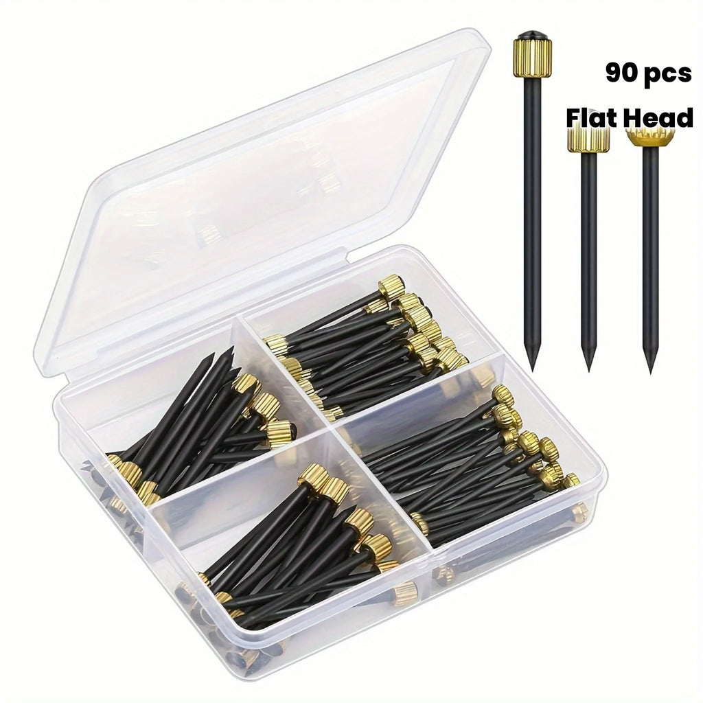 90pcs Picture Hanging Nails 3 Sizes Brass Head Wall Decorative Nails for Hanging Picture Frame Kit Hanging Hardware Tool Hanger Qme