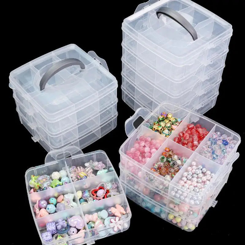 Transparent 18-Grid Stackable Compartment Slot Plastic Storage Box For Organizing Toys Jewelry Accessories Qme
