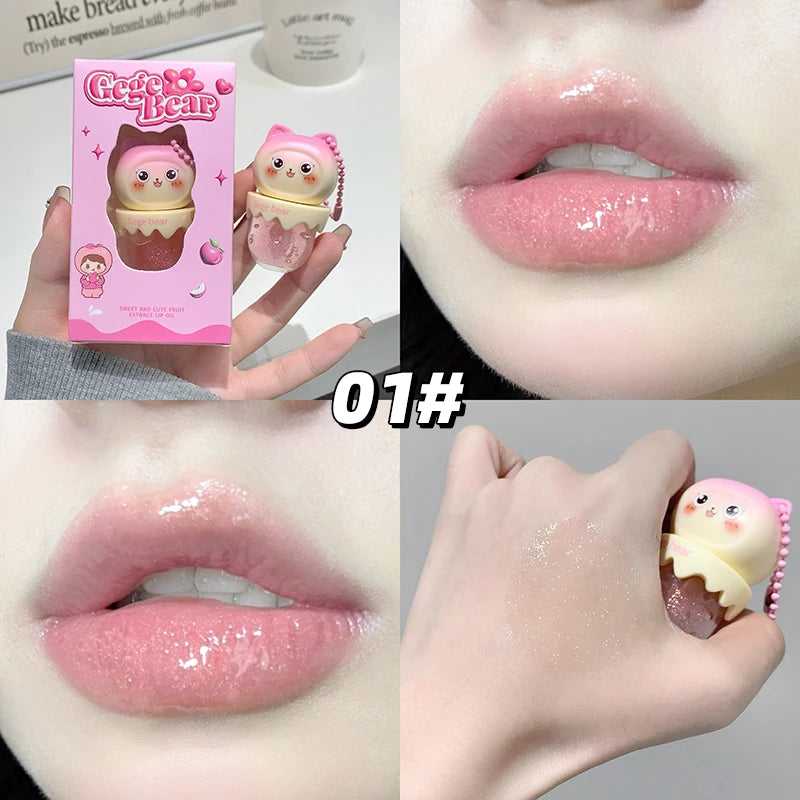 Gege Bear Cute Fruit-flavored Lip Oil Can Be Key Pendant Hydrating Qme GX1372-01