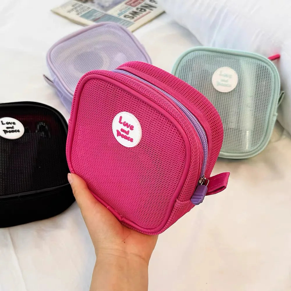 1 Hollowed-out Mini Makeup Bag Women's Small Square Zipper Travel Qme