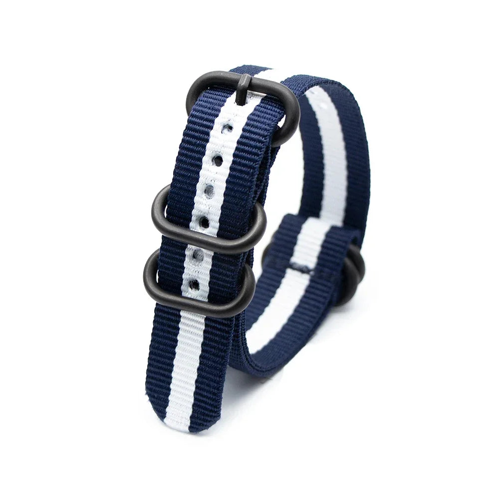 Black Ring Buckle Army Sports Nylon Watch Band Wrist Strap Accessories For Samsung Huawei 18MM 20MM 22MM 24MM Qme