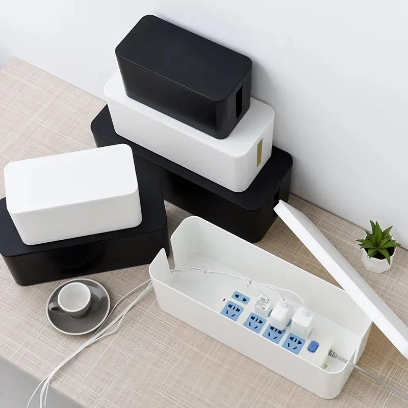 Dust Charger Socket Organizer Network Bin Cable Storage Box Power Qme