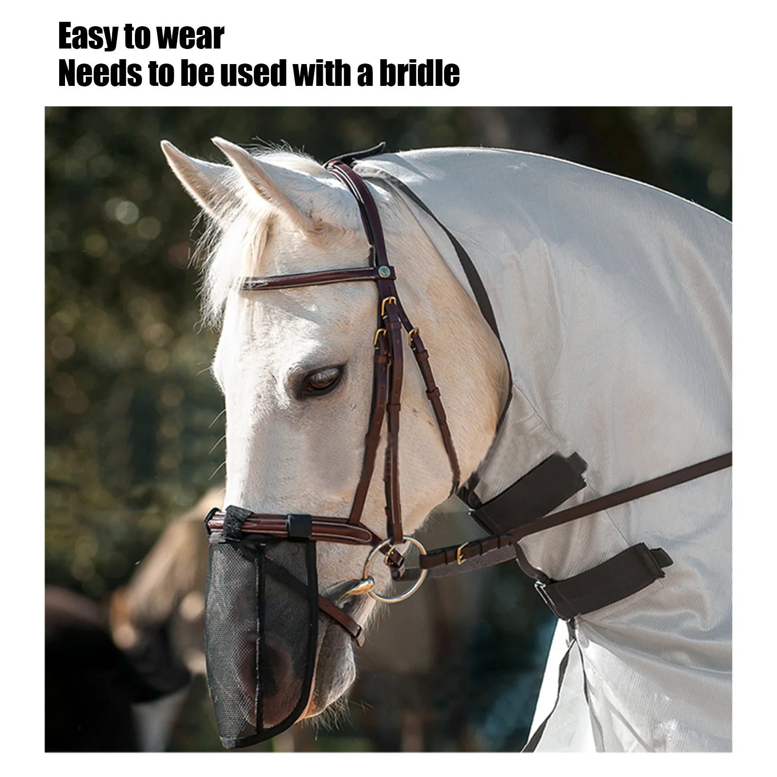 Horse Nose Cover Breathable Teslin Anti Fly Mosquito Horse Face Mask Breathable Adjustable Equestrian Horse Tack Supplies Qme