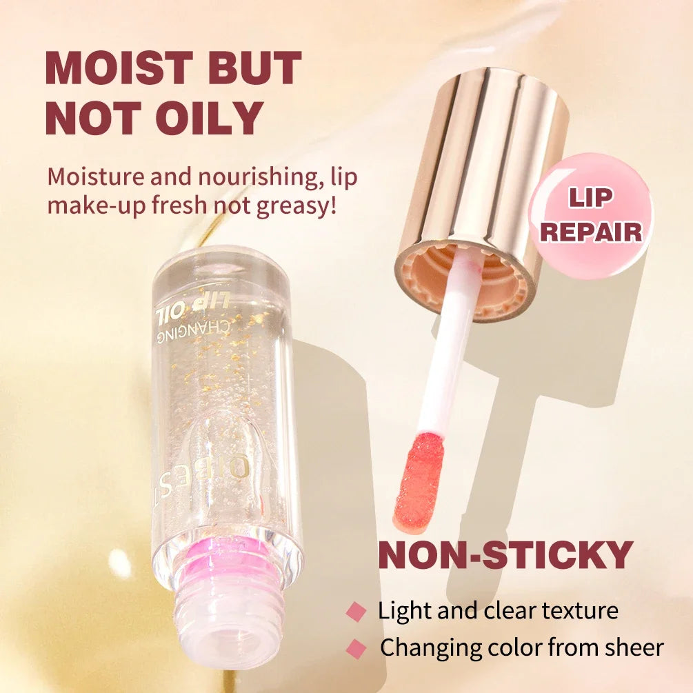 QIBEST Color Changing Lip Oil Plumper Moisturizing Transparent Jelly Lip Balm Lasting Lipgloss Nourishing Lip Glaze Makeup Qme