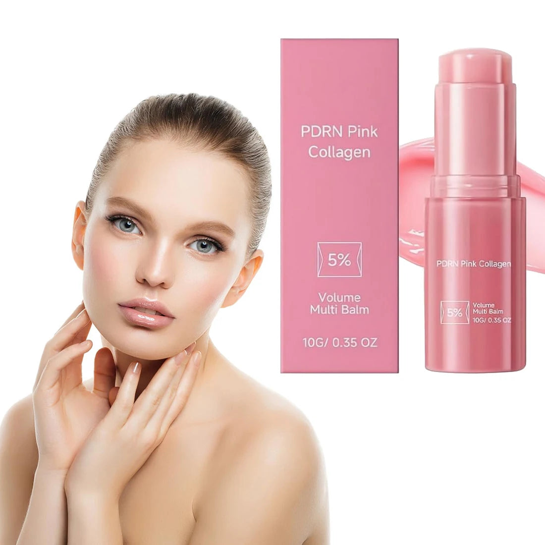 PDRN Pink Collagen Volume Multi Balm Stick Portable Plumping Facial Qme