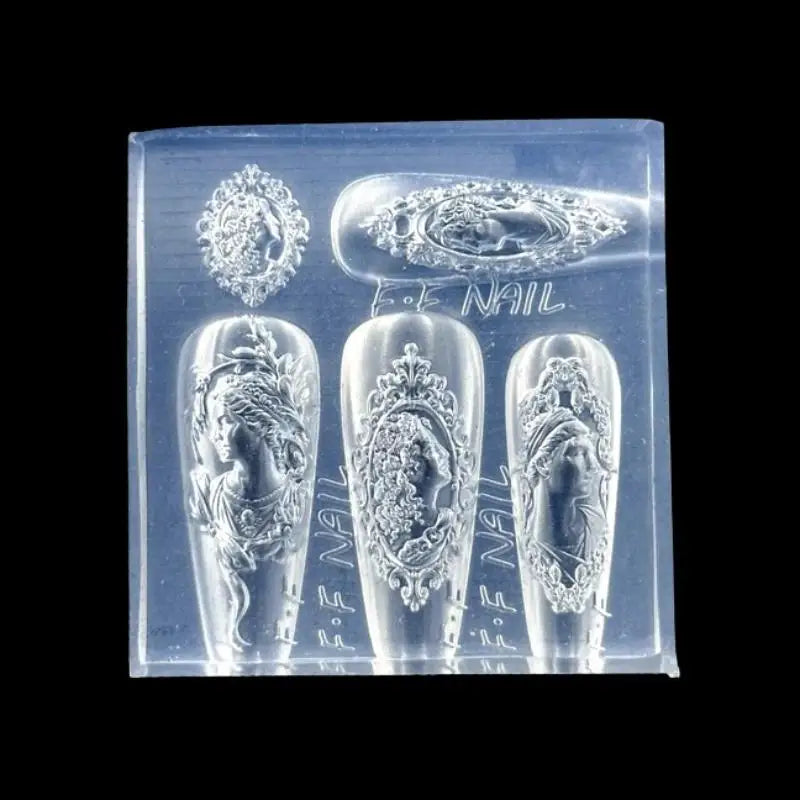 Nail Art Decoration Tool European Avatar Photo Frame 3D Silicone Mold Qme