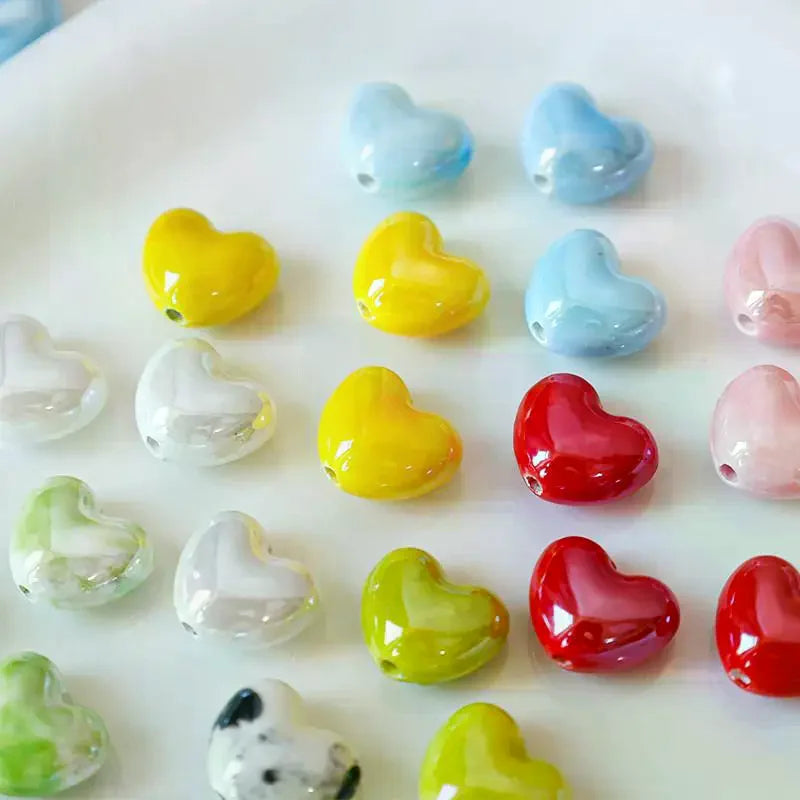 10Pcs Ceramic Loose Beads, DIY Jewelry Making Supplies for Necklaces & Earrings, Ceramic Pendants for Crafting Accessories Qme