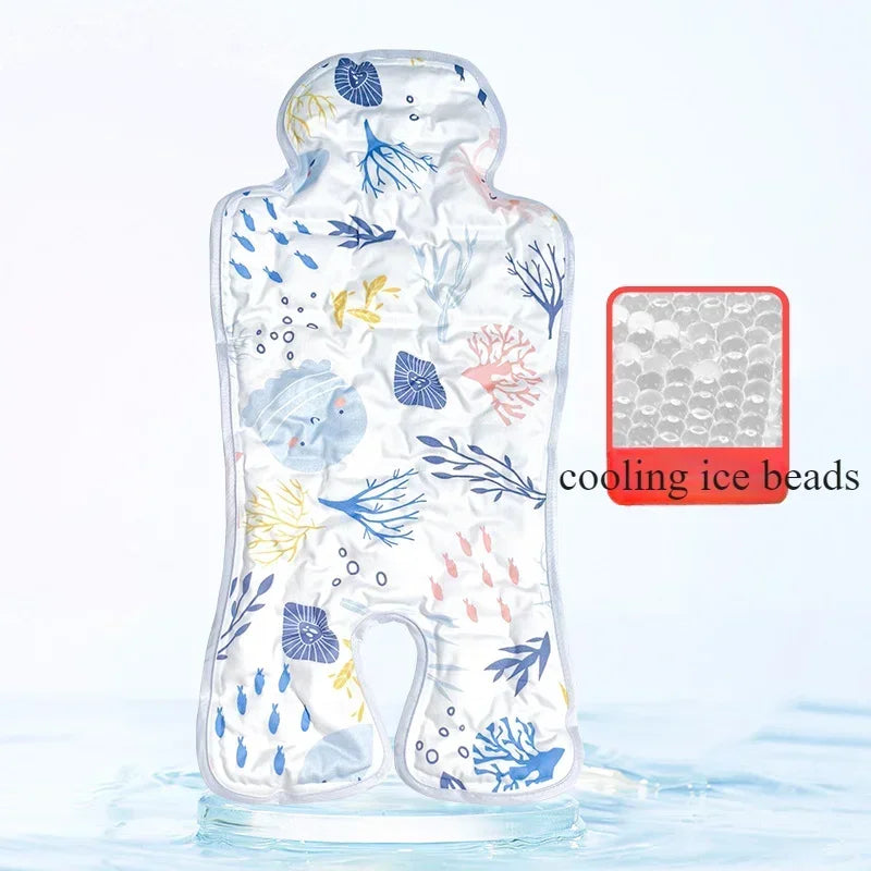 Stroller Cooling Pad Foldable Breathable Car Seat Liner Cotton Summer Travel Newborn Baby for Car Seat Stroller Outdoor Use Qme Other blue sea Four Seasons
