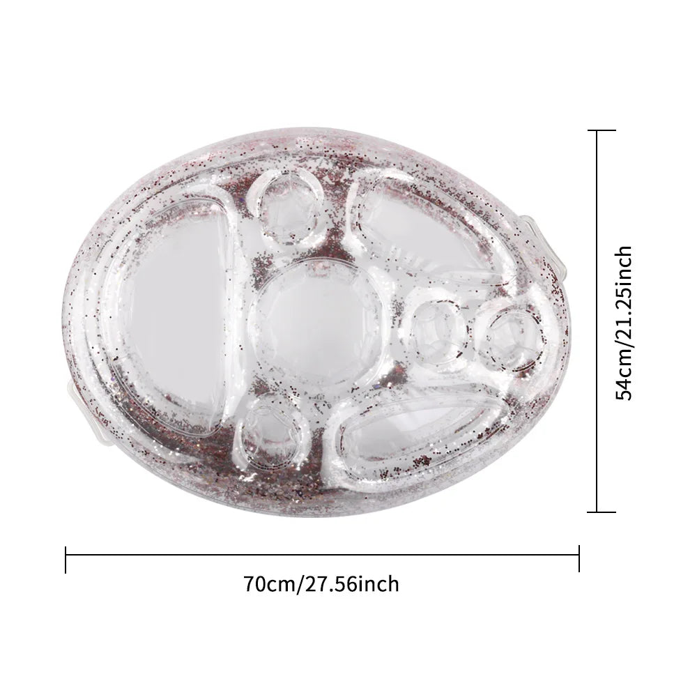Waterproof Inflatable Pool Drink Tray Floating PVC Cooler Rack Holds Qme Clear