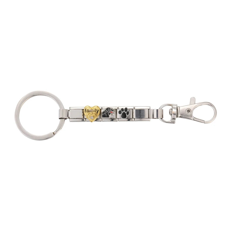Personalized DIY Making Italian Link Charm Bead Key Chain Creative Decoration Removable Accessories Creative Gifts Silver Color Qme Style 8