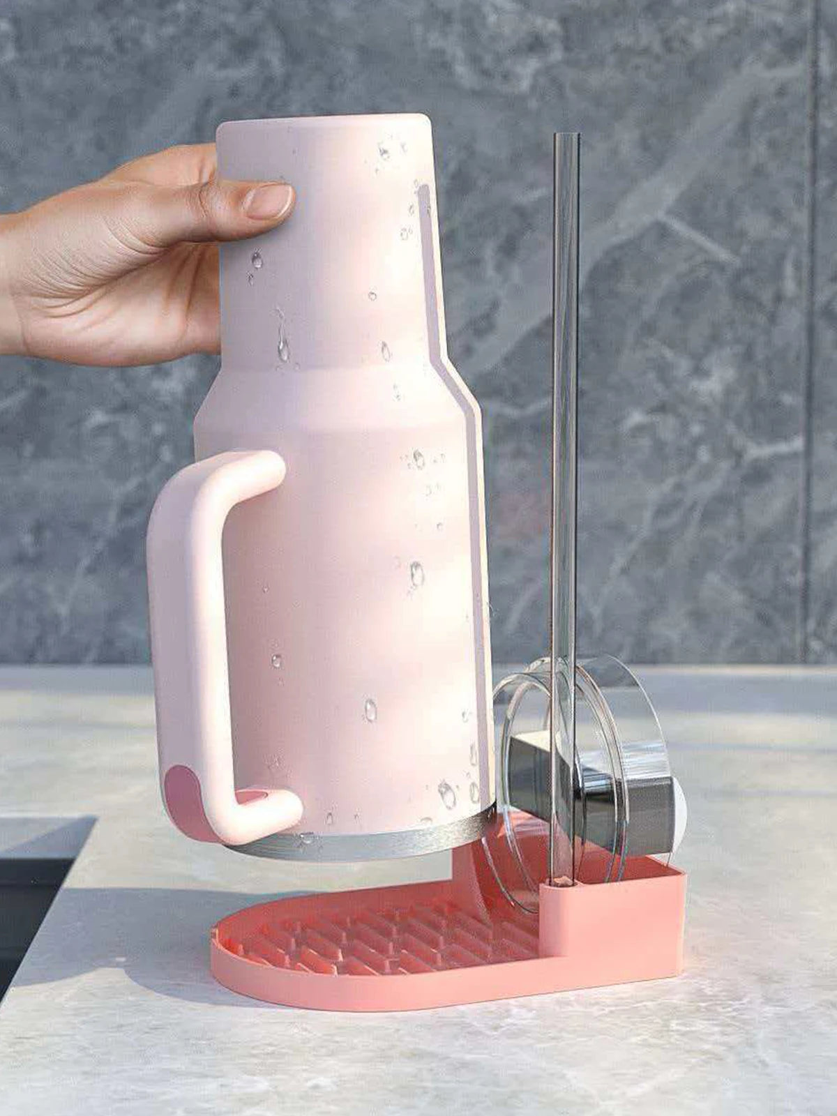 1 Silicone Drain Cup Holder Household Water Drying Pad Qme Pink S